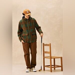 KUWALLA TEE HOODED PLAID SHACKET - DARK GREEN size S